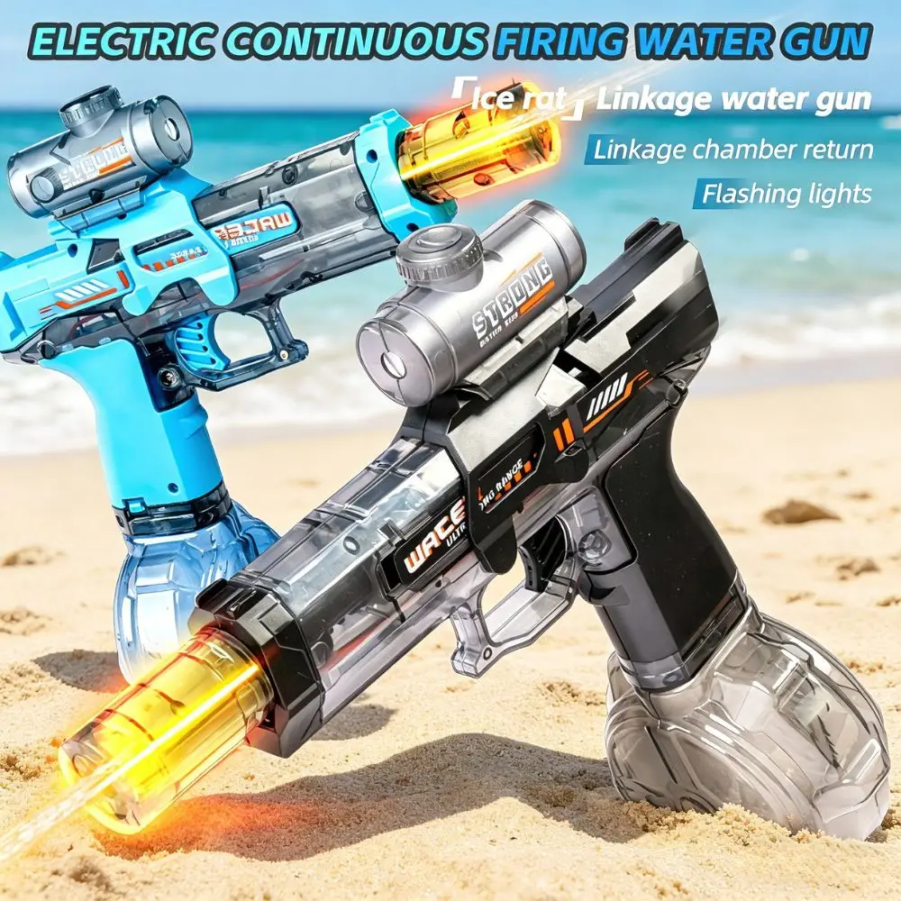 KAVOWORLD Elektrische Wasserpistole, wiederaufladbar, automatischer Wasserblaster, 8 Meter Reichweite, mit großem Trommelfilter für den Außenbereich Image