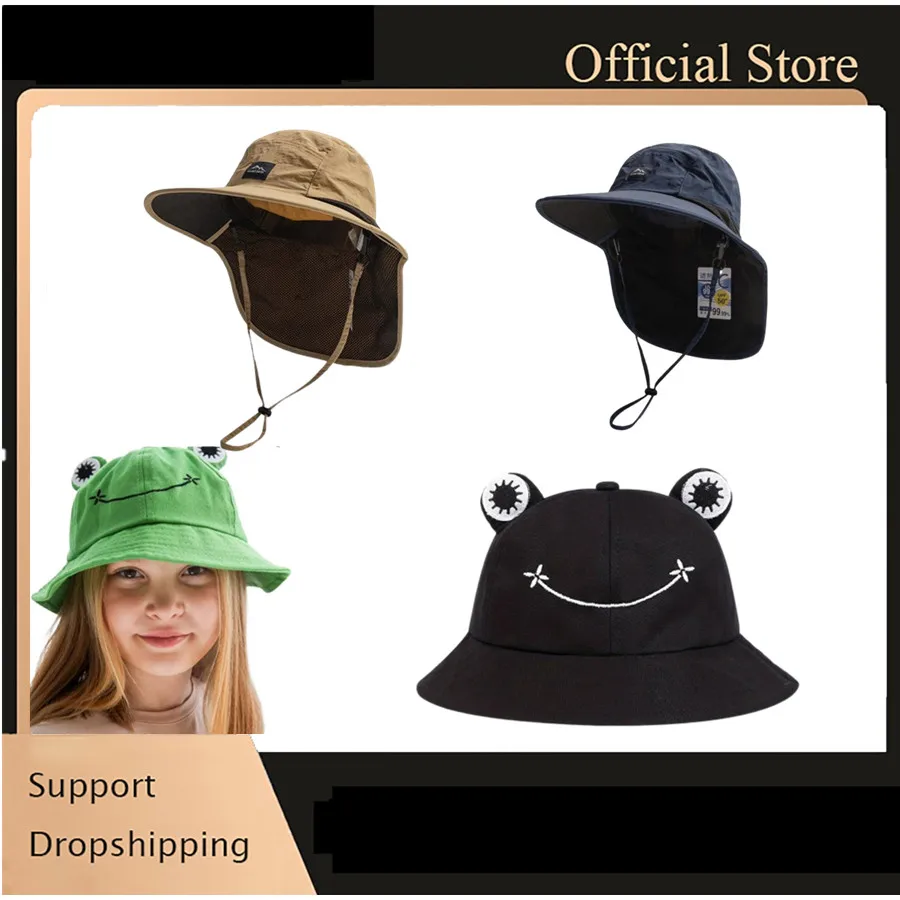 2025 neue Frosch Eimer Hüte Frauen Eimer Hut Frauen Sommer Im Freien Sonne Angeln Kappe Baumwolle Wilden Panama Hüte Sonnencreme Bob Caps Image