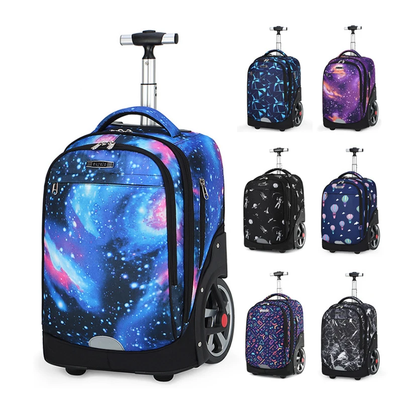 Sacs à dos de chariot d'école pour adolescents grandes roues sac à dos de voyage à roulettes sur roues sac à dos d'école pour enfants