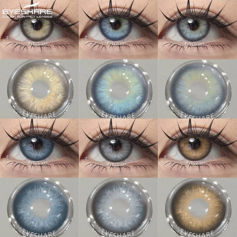EYESHARE 1 paire de lentilles de contact bleues pour les yeux, lentilles de contact colorées naturelles, lentilles pour yeux bruns, lentilles annuelles pour pupilles vertes, lentilles de contact