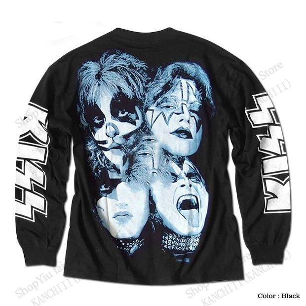 Nouveau T-shirt à manches longues imprimé en 3D Cool Retro Rock Band Kiss Ace Frehley pour hommes et femmes, mode Hip Hop, hauts, t-shirts, vêtements pour hommes, extérieur