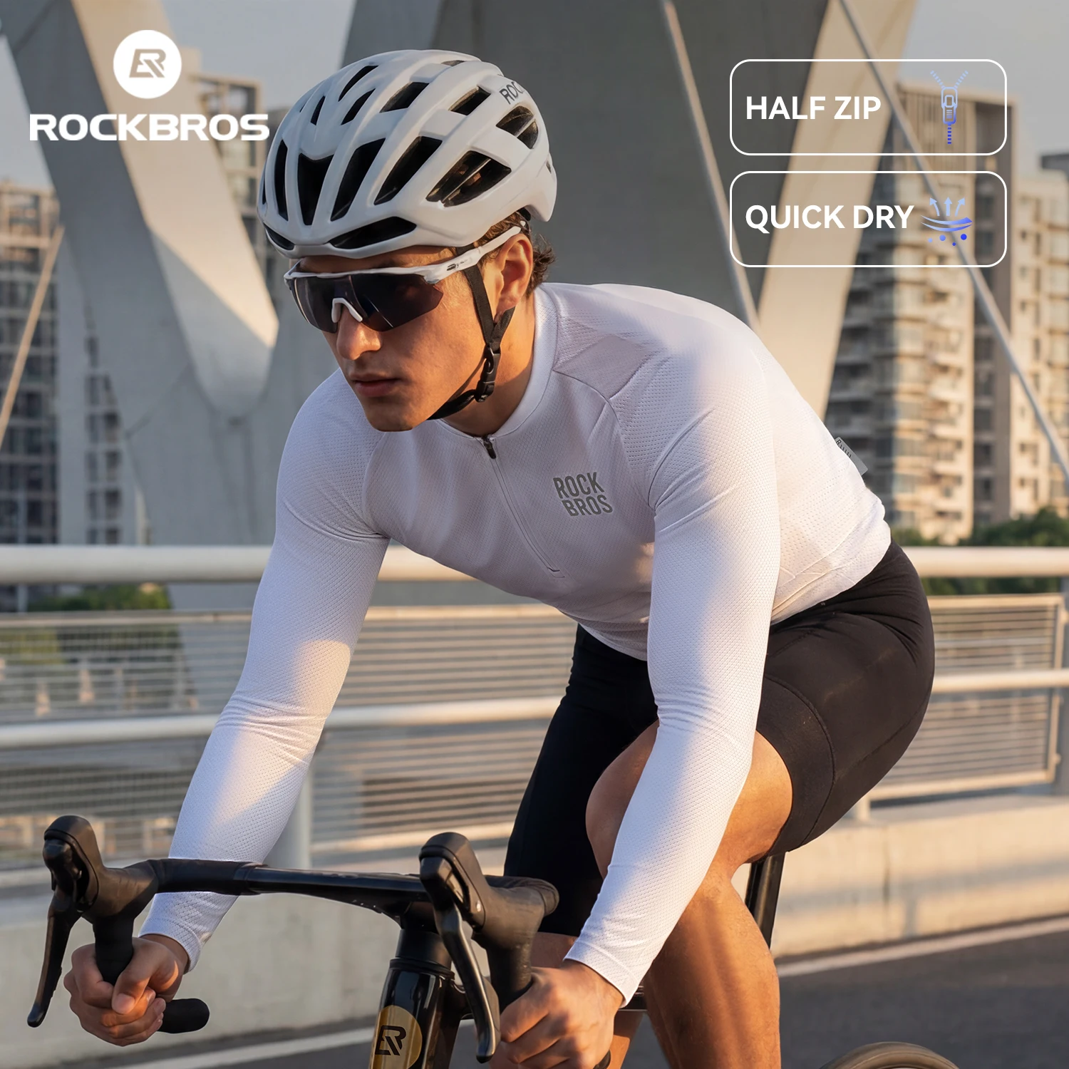 Maillots de cyclisme ROCKBROS pour hommes, été, printemps, respirants, manches longues, séchage rapide, anti-UV, sport, course à pied, vélo, hauts de sport
