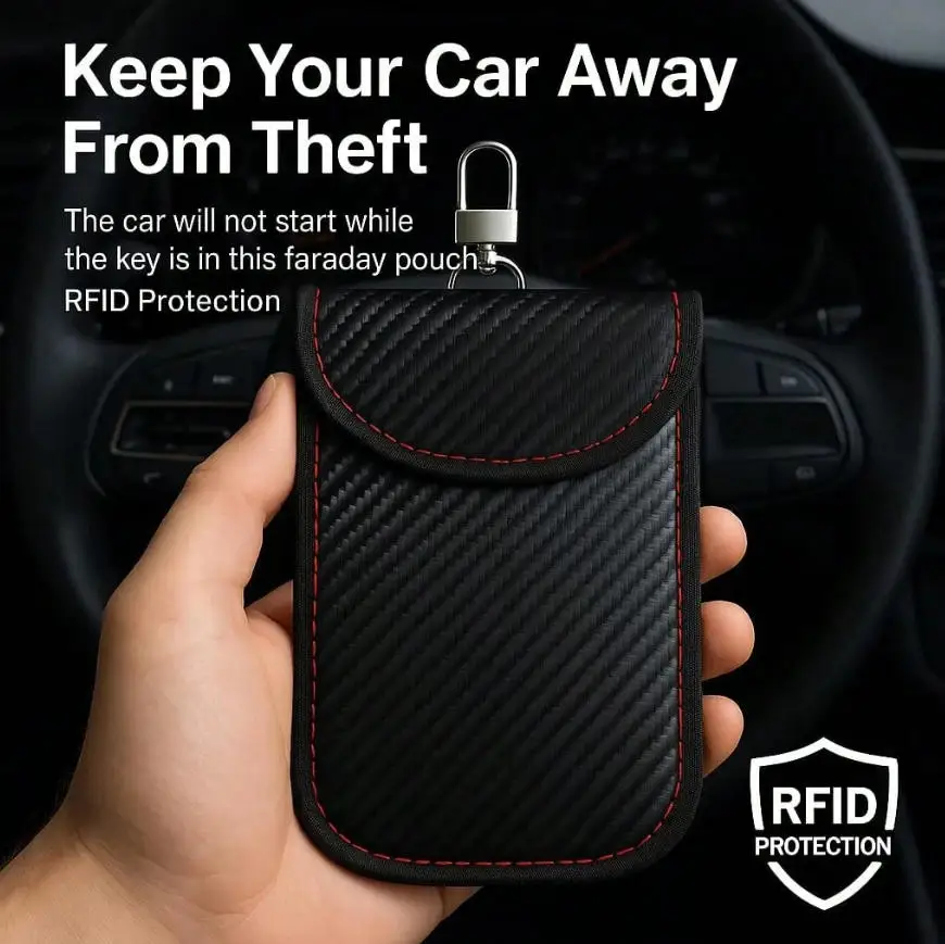 1 pochette Faraday pour clés de voiture, sac de blocage du signal des clés de voiture, protection antivol RFID pour la sécurité automobile