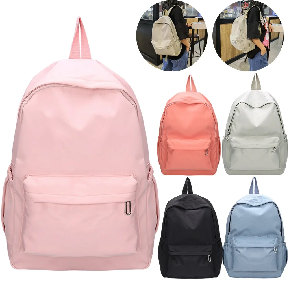 Preppy – sac à bandoulière de couleur unie, sac à dos d'école en Nylon pour adolescent coréen, sac d'école blanc, sac à dos de sport et de voyage pour femmes