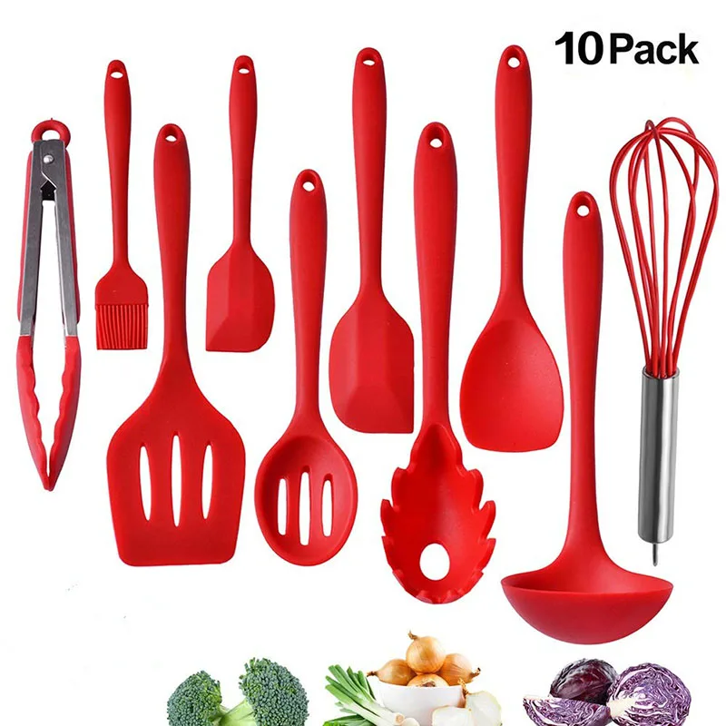 Ensemble d'ustensiles de cuisine en Silicone, spatule antiadhésive, pelle, cuillère à soupe, poignée, ensemble d'outils de cuisine sans BPA, accessoires d'outils de cuisine
