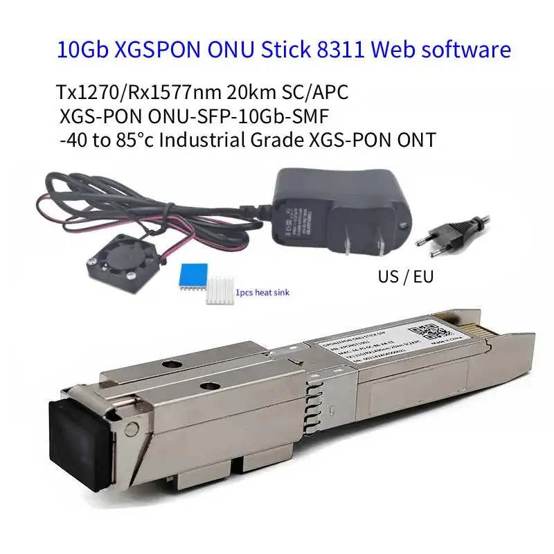 10G XGSPON ONU Stick SFP + avec ventilateur 8311 Web Fimrware v2.8 10Gbs SC/APC langues de divers pays SN MAC gestion