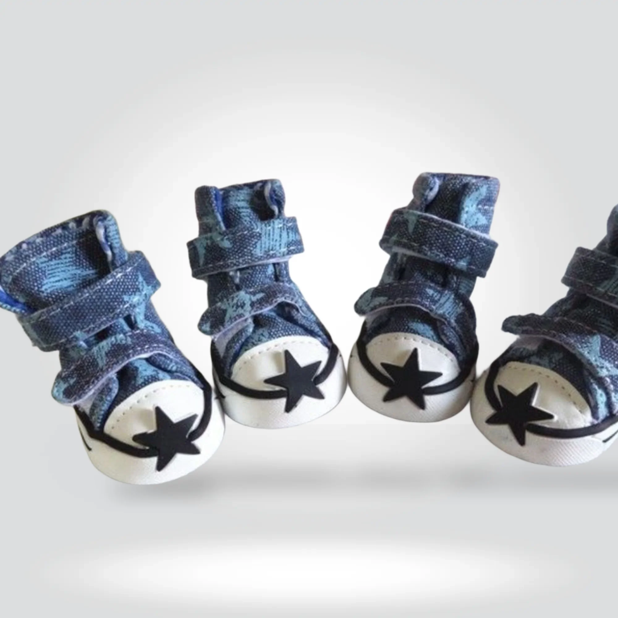 Blaue Denim-Hundeschuhe, Canvas-Haustierschuhe, Outdoor-Haustierstiefel, verdickte, verschleißfeste Canvas-Schuhe für Katzen und Hunde