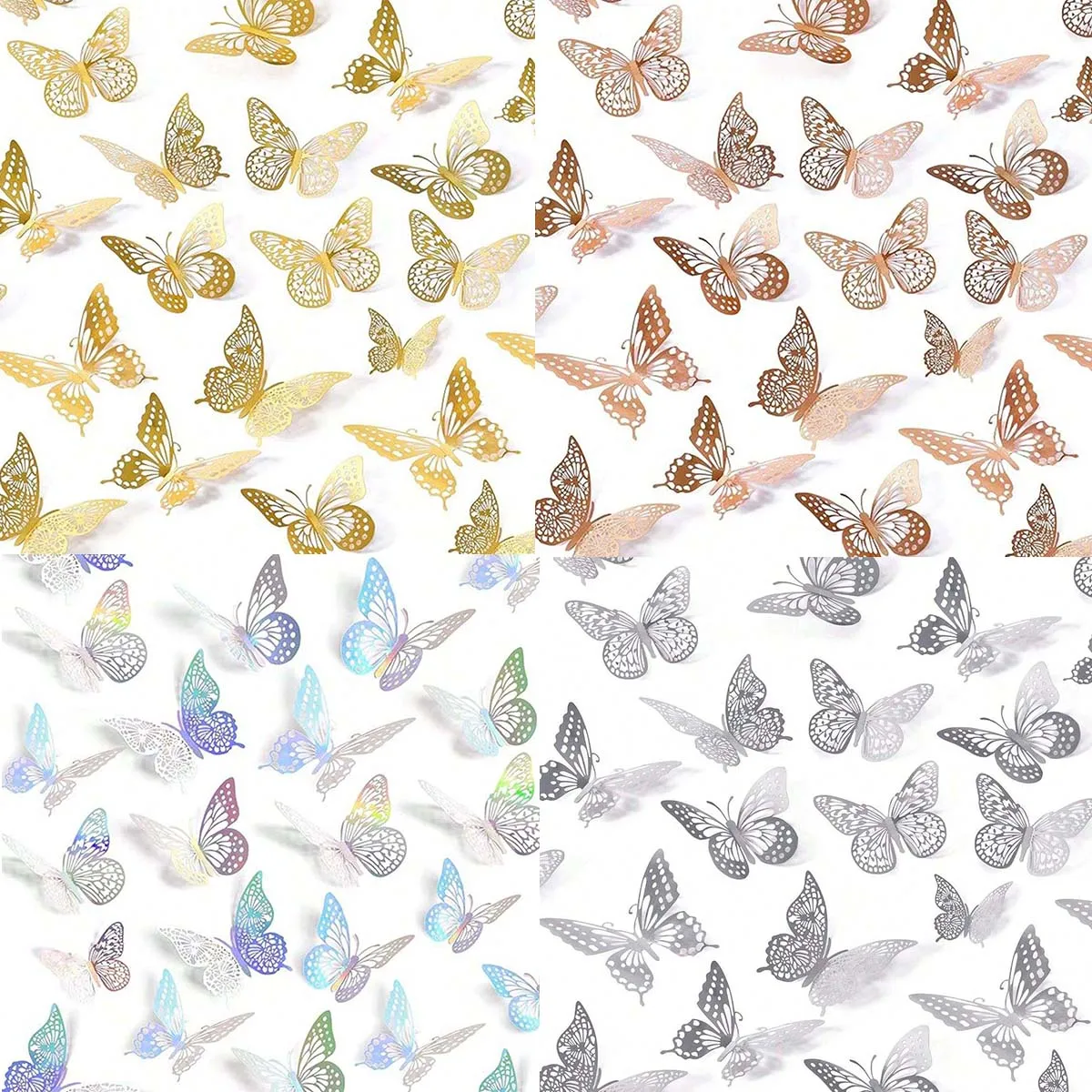 3D-Schmetterlings-Wandaufkleber, abnehmbare Schmetterlingsaufkleber, geeignet für Geburtstagsfeiern, Hochzeiten, Jubiläen und Heimdekoration Image