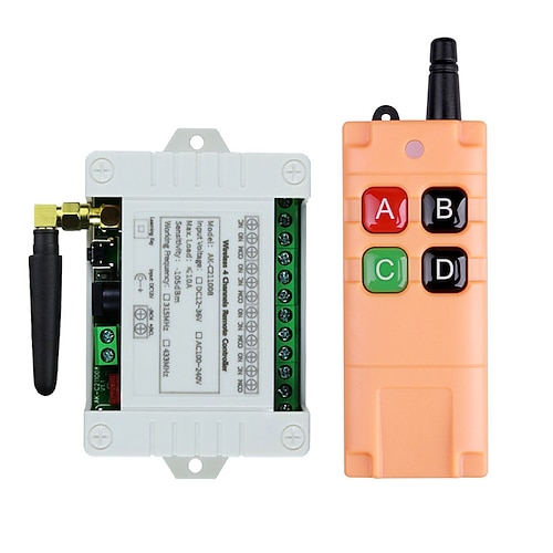 Drahtloser Fernsteuerschalter mit großer Reichweite, DC 12V-36V, 4-Kanal 433MHz HF-Relaisempfänger mit industrieller Fernbedienung Antenne, 10-A-Steuerung für Winden, Tore, Motoren (DIY), hohe Image