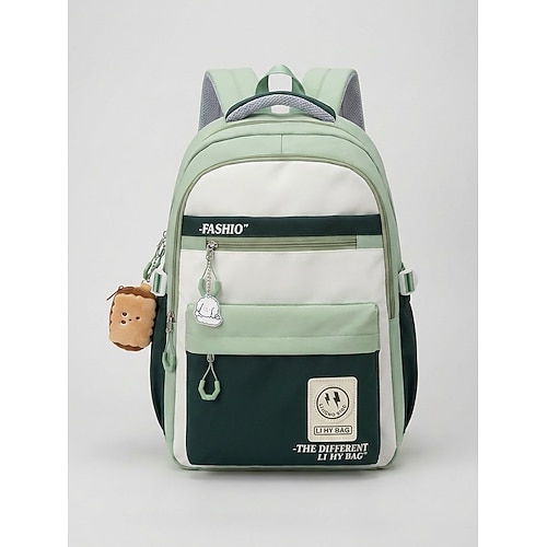 Damen-Rucksack aus Polyester mit niedlichem Anhänger, großem Fassungsvermögen, verstellbaren Trägern, Gepäckfach, in verschiedenen Farben erhältlich, stylische Tasche für Schule, Reisen, Image