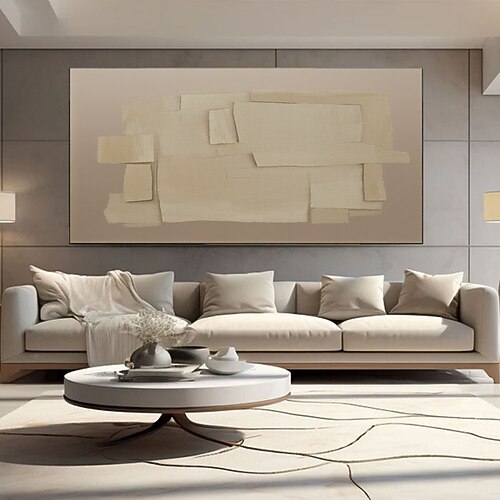 Wabi-Sabi-Gemälde, abstrakte Malerei in neutralen Tönen, Beige-Braun, minimalistische Kunst, moderne Wohndekoration, Wandkunst, minimalistisches Gemälde für das Wohnzimmer Image