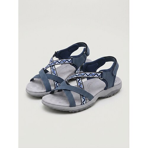 Graue Damen-Sportsandalen mit Fußgewölbestütze – bequeme Wandersandalen mit verstellbarem Klettverschluss, leichte, rutschfeste Freizeitschuhe für Reisen und Outdoor-Aktivitäten Alltagskleidung Image
