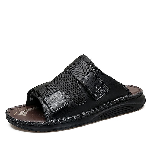 Braune Herren-Sandalen mit verstellbarem Klettverschluss, weiche und bequeme Sommer-Slipper, lässige Outdoor-Schuhe für Reisen, Insel- und Kreuzfahrten – für Herren Image