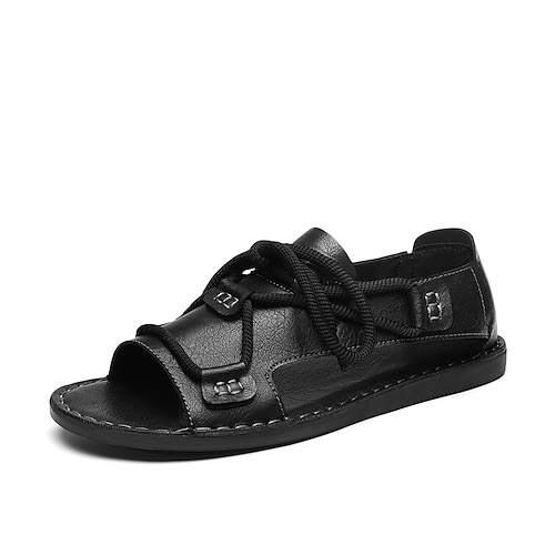 Weiße Herren-Sandalen mit offener Zehenpartie, verstellbarer Riemen, lässige Sommerschuhe, bequeme Outdoor-Schuhe für Strand, Pool und Urlaub Image