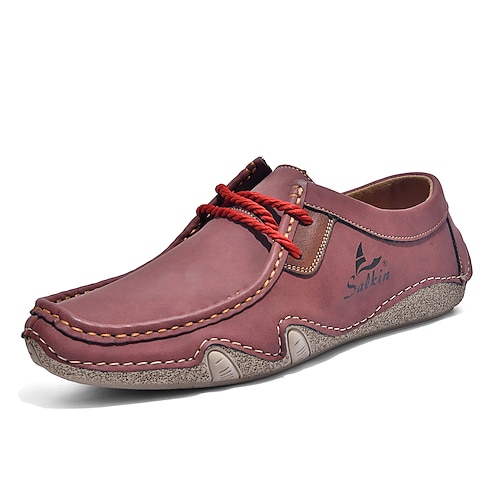 Hellgrüne, lässige Schnürslipper für Herren – weiche, bequeme Schuhe im Vintage-Stil, elegant und leger, ideal für Alltag, Reisen, Autofahren und entspannte Wochenendausflüge. Image