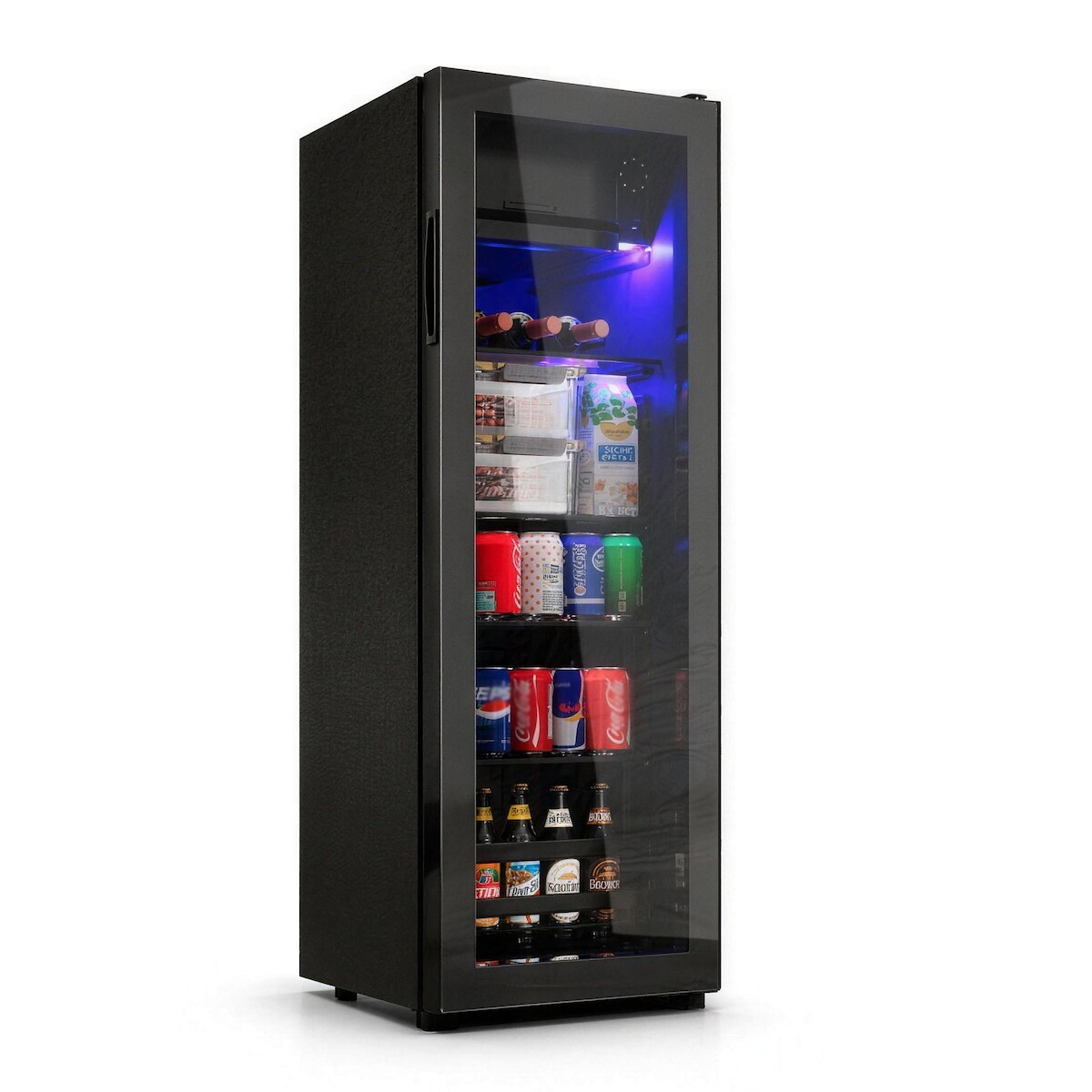Merax Getränkekühlschrank 128L mit Gefrierfach 8L, 43.5 x 40 x 110 cm, 128 L, schwarz, LED Image
