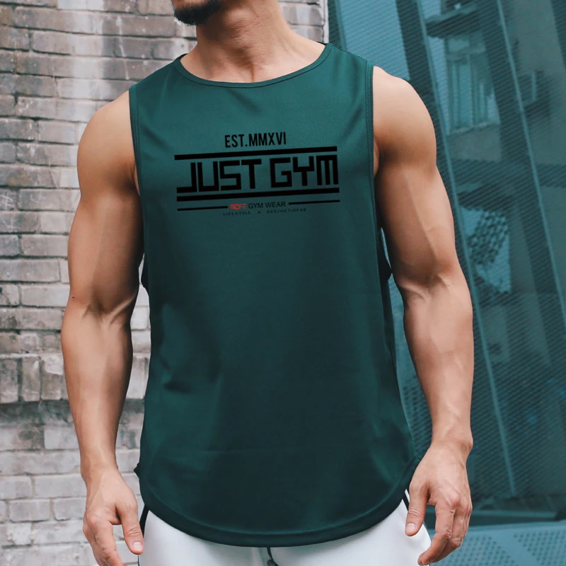 Abbigliamento da palestra da uomo canotta da Bodybuilding in rete per uomo maglietta senza maniche Fitness canottiera da corsa canottiere sportive canotta ad asciugatura rapida