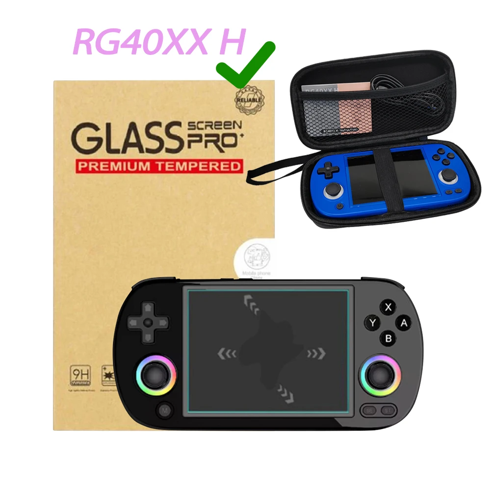 Für anbernic rg40xx h Videospiel konsole Trage tasche & Displays chutz folie Set Harts chale Aufbewahrung tasche Spiel zubehör rg40xx h Image