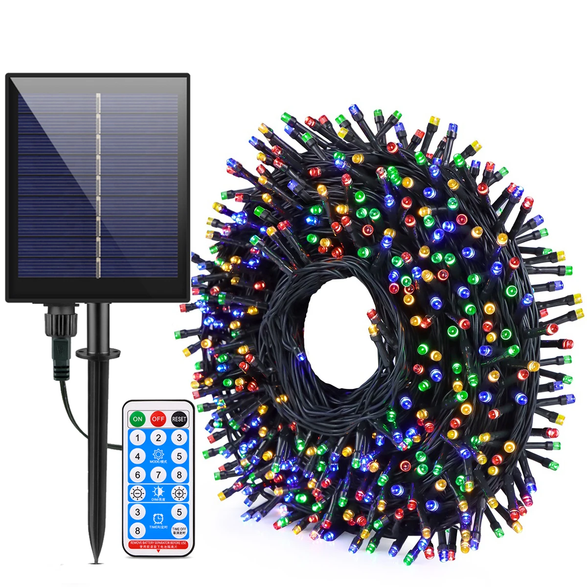 1200 mA großes Solarpanel, LED-Solarleuchten, Garten-Lichterkette, Außenhof, Zaun, Dekoration, Girlande, Rasenlampe, 100 m, 30 m, 20 m, 24 V