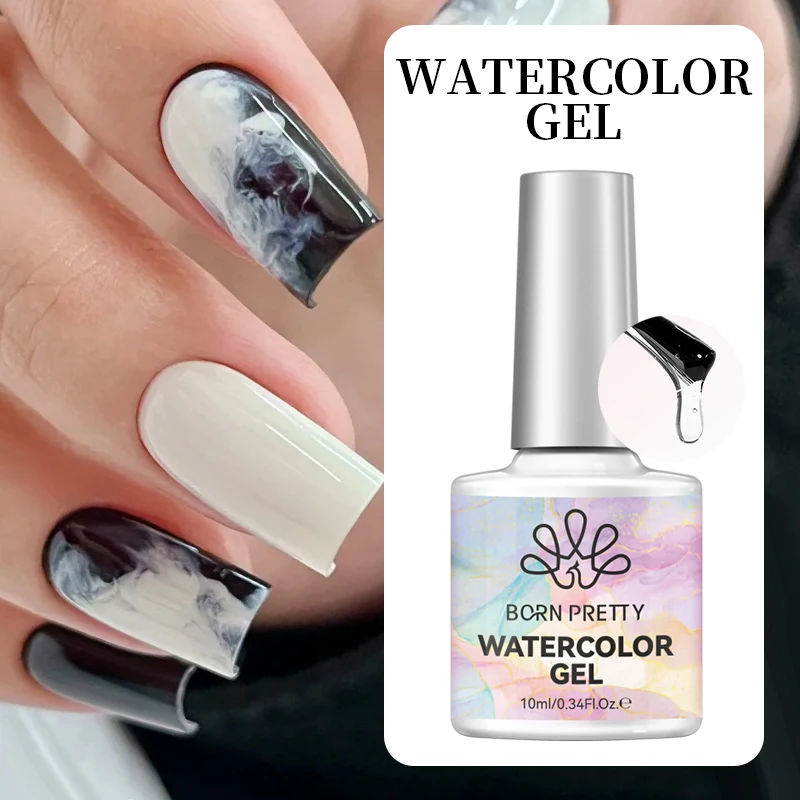 BORN PRETTY 10 ml klarer Aquarell-Nagelgelpoliermittel zum Verbreiten von Effekt, Marmor-Gel-Nagellack, Soak Off UV-Gel-Malsnägel Image