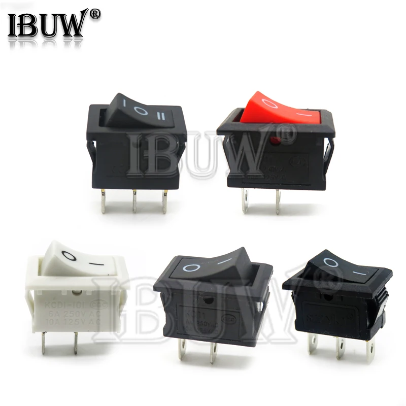 10 Stücke Druckschalter 10x15mm 15x21 2Pin 3pin 3A 250 V KCD11 Snap-in On Off Boot Wippschalter 10 MM * 15 MM Schwarz Rot Weiß SPST Image