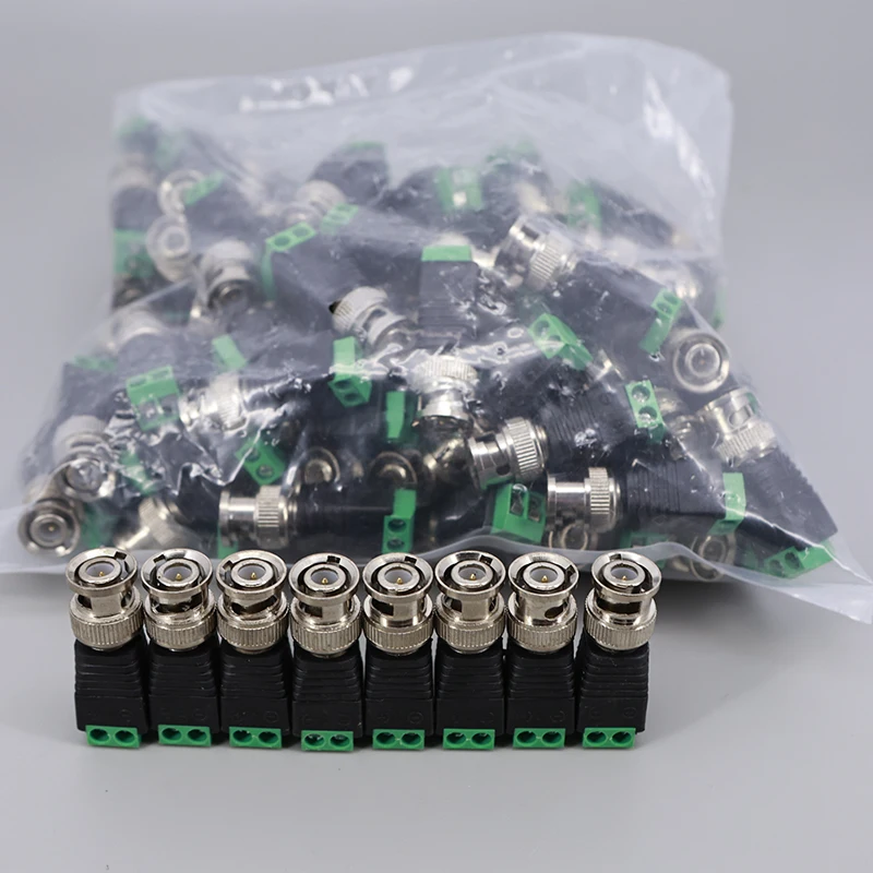 50 Stück/Lot BNC-Stecker, männlich, Koaxial-Cat5-DC-Adapter, Balun-Kabelstecker für CCTV-Kamera-Zubehör Image