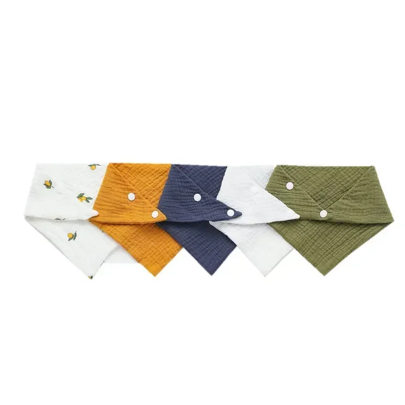 Neugeborenen Baby Lätzchen Gaze Blumen Druck Fütterung Sabbern Lätzchen Baumwolle Druckknopf Weiche Dreieck Handtuch Baumwolle Baby Spucktücher Image