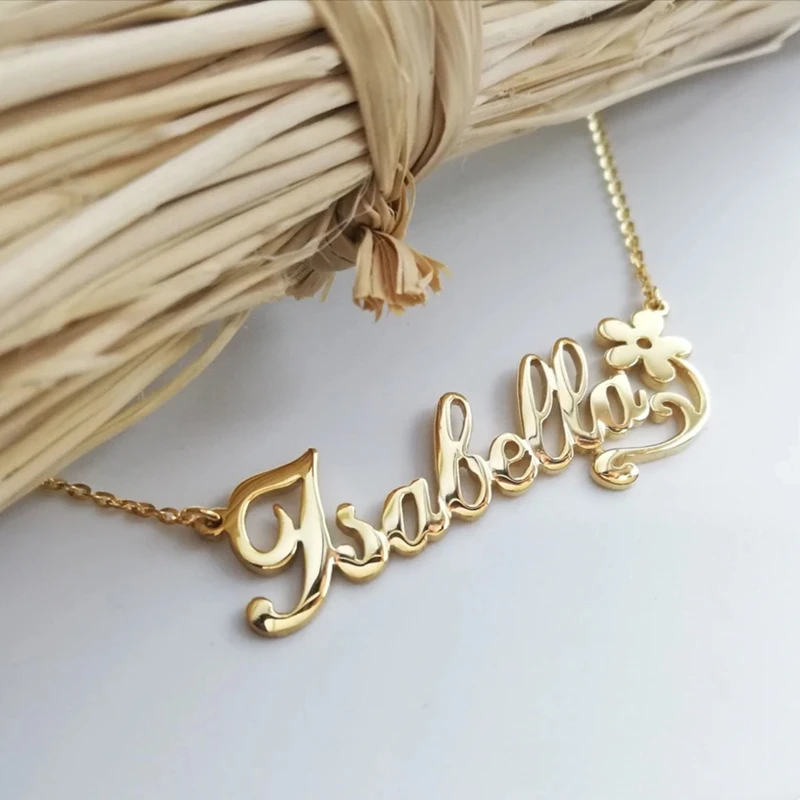 Personalisierte Blume Name Halsketten Für Frauen Mädchen Lieblings Schmuck Kunden Musikalische Hinweis Herz Typenschild Schönheit Halskette Image