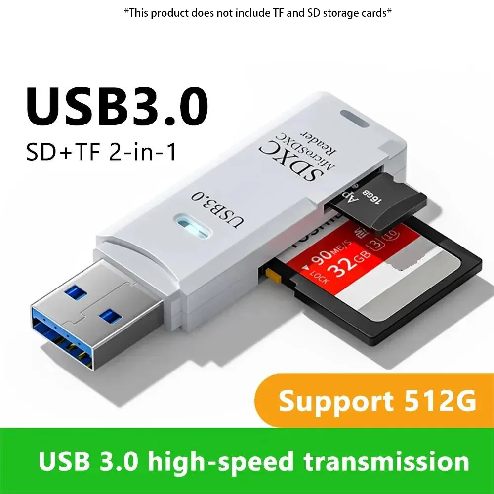 2-in-1 Multifunktionaler USB 3.0-Kartenleser, MiniSD-TF-Speicherkartenleser, USB-Flash-Laufwerk, Kartenleser-Adapter für PC-Laptops, Zubehör Image