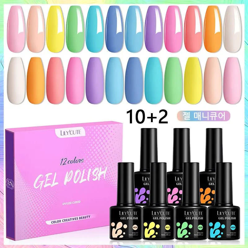 Lily cute 12 teile/satz 7ml Macaron Nagellack Set semi permanent UV-Gel Nagellack Einweichen von Gel Nagellack Kit Nägel Image