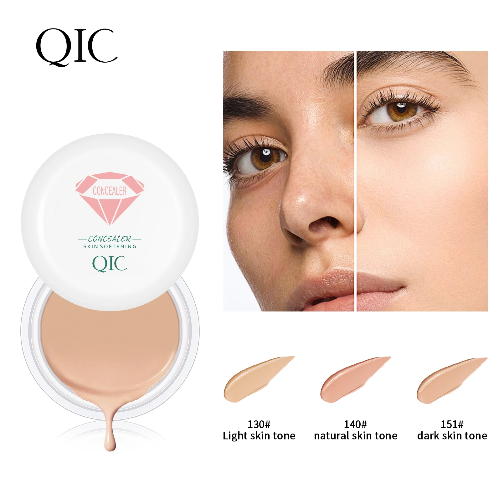 Concealer-Abdeckung mit hoher Deckkraft, Anti-Dunkle-Kreis-Sommersprossen, langlebige, wasserfeste Foundation, BB-Creme für Gesichts-Make-up, Basiskosmetik Image
