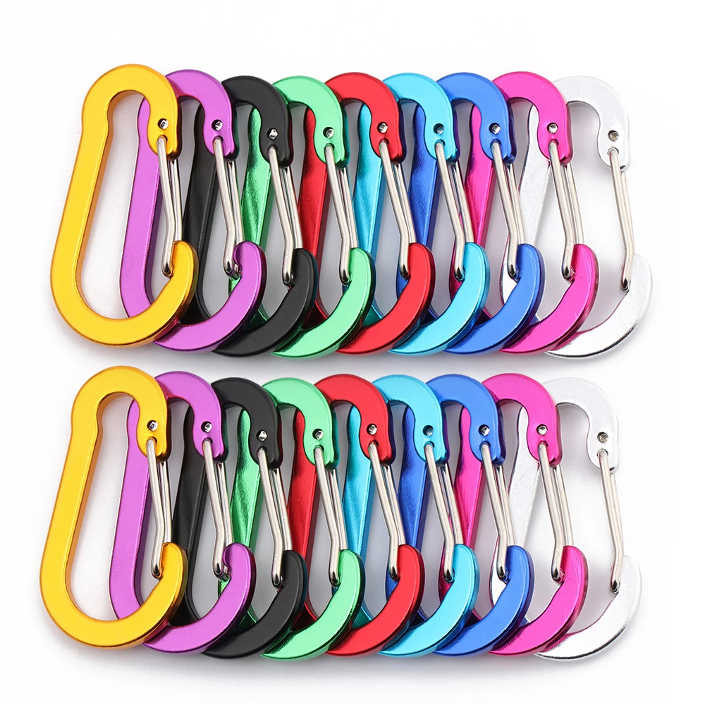 5pc Aluminium legierung Karabiner Outdoor Rucksack Camping Kletter schnalle Angelhaken Schlüssel bund Schloss Schnalle Snap Clip Werkzeuge Image