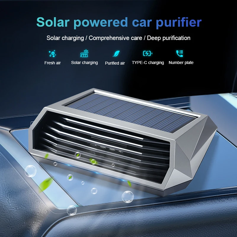 1 Stück, Solarreiniger, automatische Bedienung, Luftreiniger mit Vibrationssensor, kann die Luft im Auto mit deutlich verbessern Image