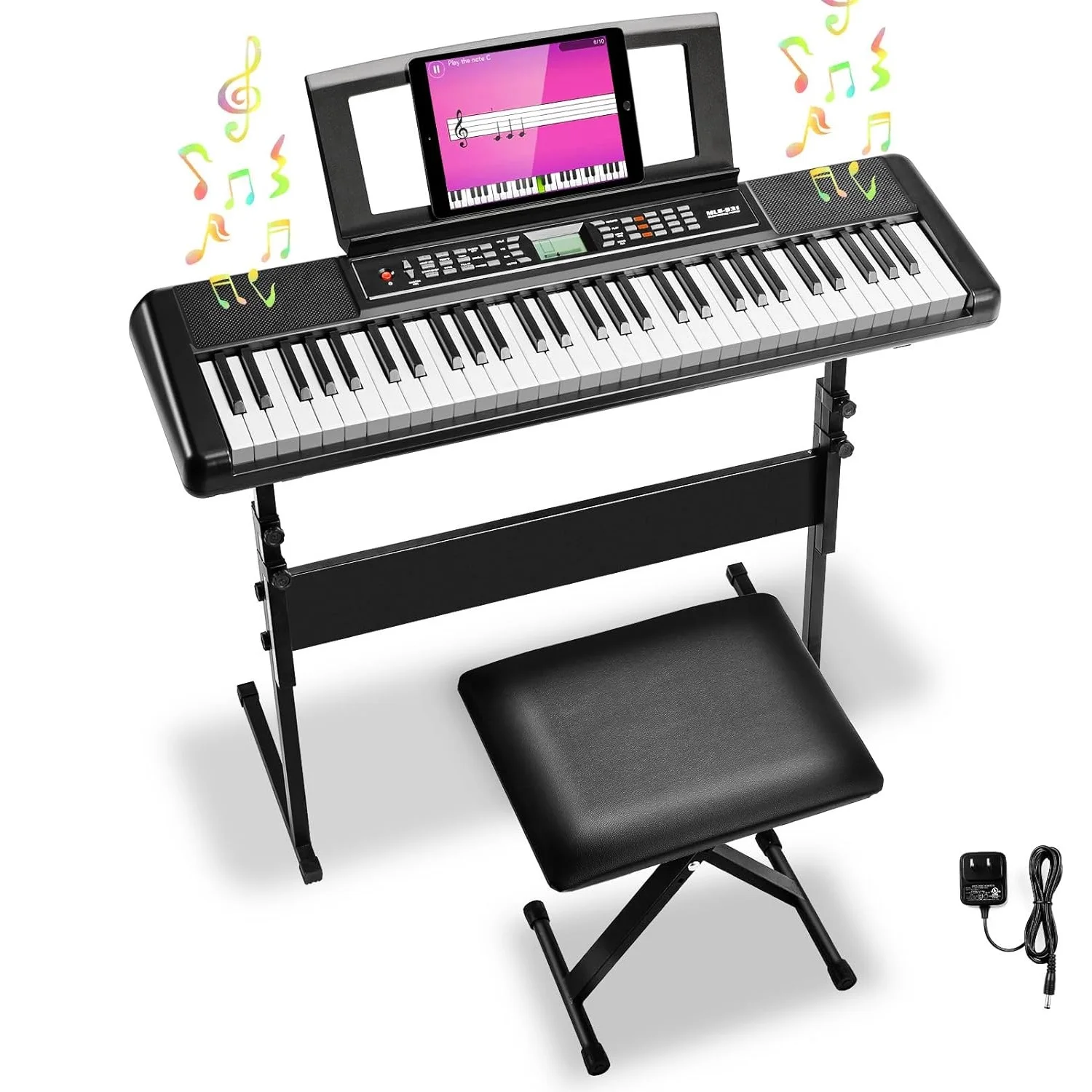 Keyboard Piano Digitalpiano 61 Tasten, E-Piano-Tastatur für Anfänger, 300 Sounds und Lehrfunktion, elektronische Tastatur Image