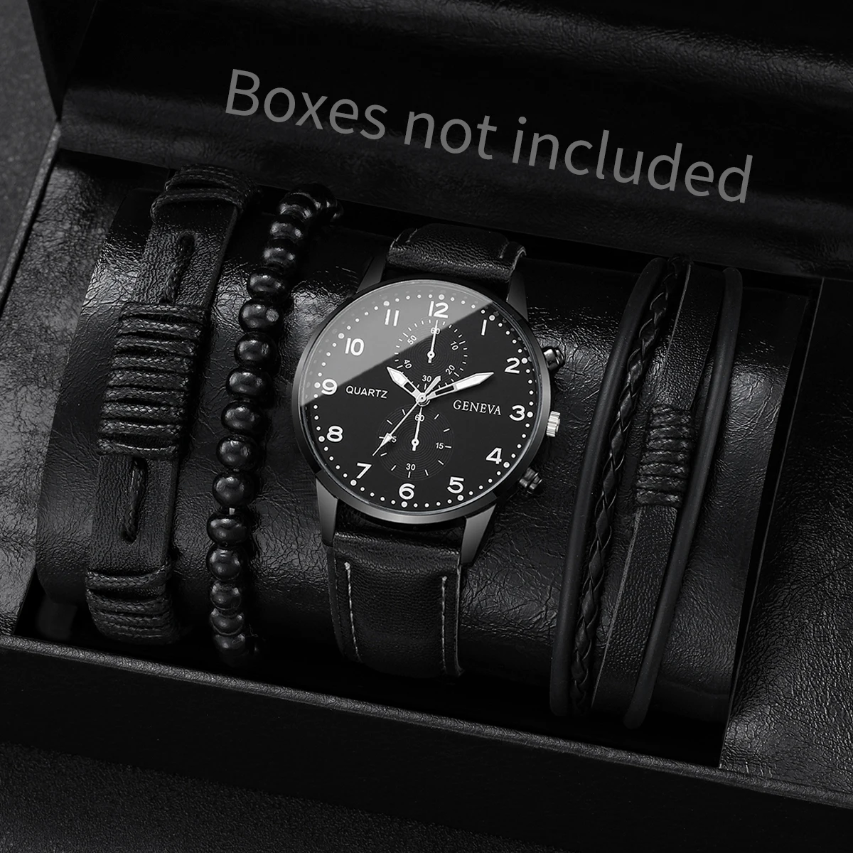 4/5PCS Mode herren Uhren Mann Business Quarz Armbanduhr Vintage Leder Armbänder Set Reloj Hombre (Ohne Box) Image