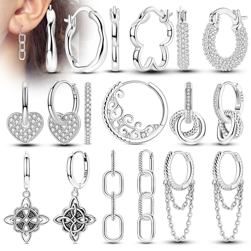 Ohrringe aus 925er-Sterlingsilber mit Zirkon, funkelnde Schlangenknochen-Ohrringe mit geometrischer Blume für Frauen, Verlobungs- und Hochzeitsschmuck Image