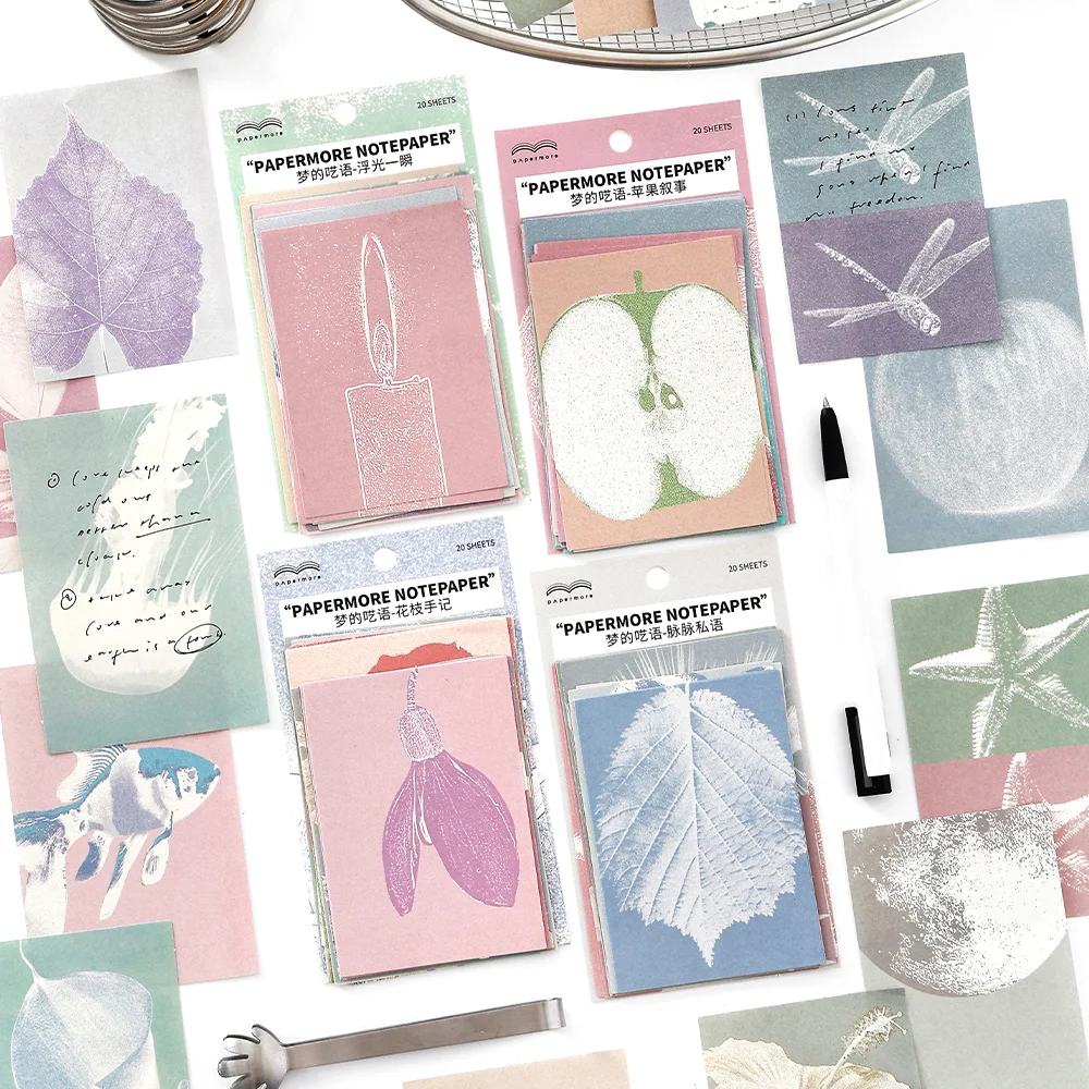 20 Blatt Simple Ins Dream Whispering Series Memo Material Scrapbook Hintergrundpapier DIY handgemachte Collage Dekoration Craft Pape Image