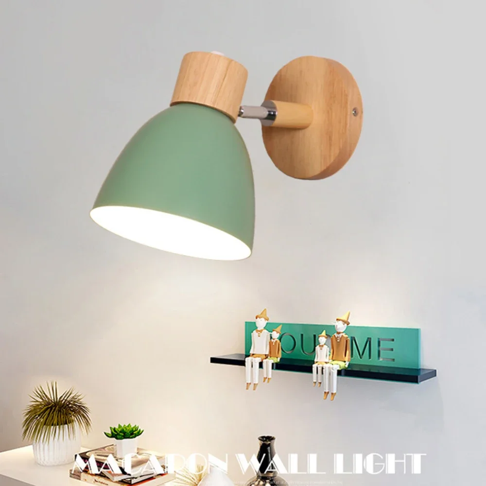 Minimalistische Makronen 6-Farben-Lenkkopf E27 Nordic Wandleuchten Nachttisch Wandleuchte Moderne Wandleuchte für Schlafzimmer Nordic