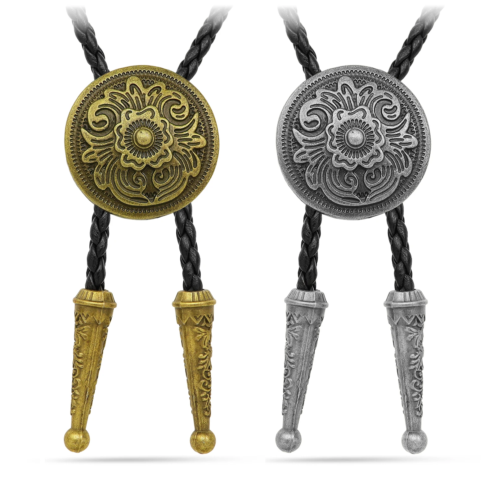 Vintage Western Cowboy Bolo Krawatte Schnitzerei Krawatte Punk Halskette Kostüm Zubehör Männer Frauen Leder Seil Bola Krawatte Schmuck Geschenk