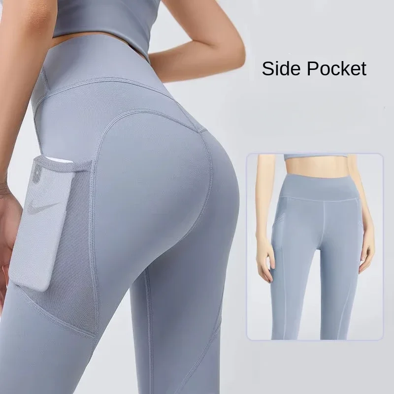 Trainings-Leggings mit Taschen für Damen – hochelastische Yoga-Hose, Bauchkontrolle, hohe Taille, 4-Wege-Stretch, Fitnessstudio, Workout, sportlich Image