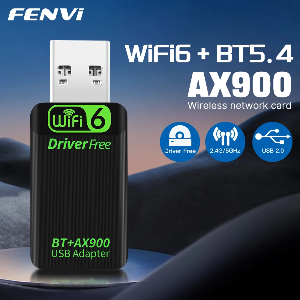 FENVI AX900 WiFi6 USB-Adapter Bluetooth 5.4 Dual Band 2,4 G & 5 GHz 2in1 Dongle USB Wireless Netzwerk WLAN-Empfänger TREIBER KOSTENLOS Win10 Image