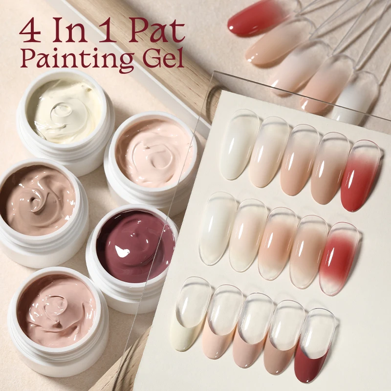 UR SUGAR 4-in-1 Pat Painting Gel Nail Nude Pink Color Painting Liner Nail Art Wird für Gradient Cover Edge Nail Stamping Pattern verwendet Image