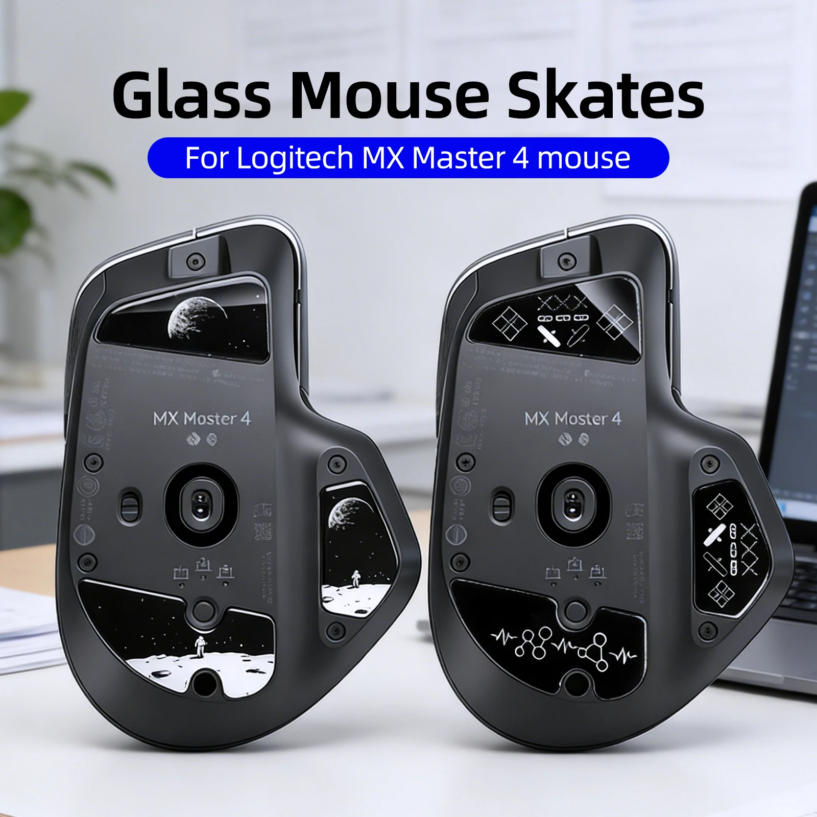 Glas-Mausgleiter für Logitech MX Master 4 kabellose Gaming-Maus, Fußpolster, glatt, langlebig, 2,5D gebogene Kante, Maus-Zubehör Image