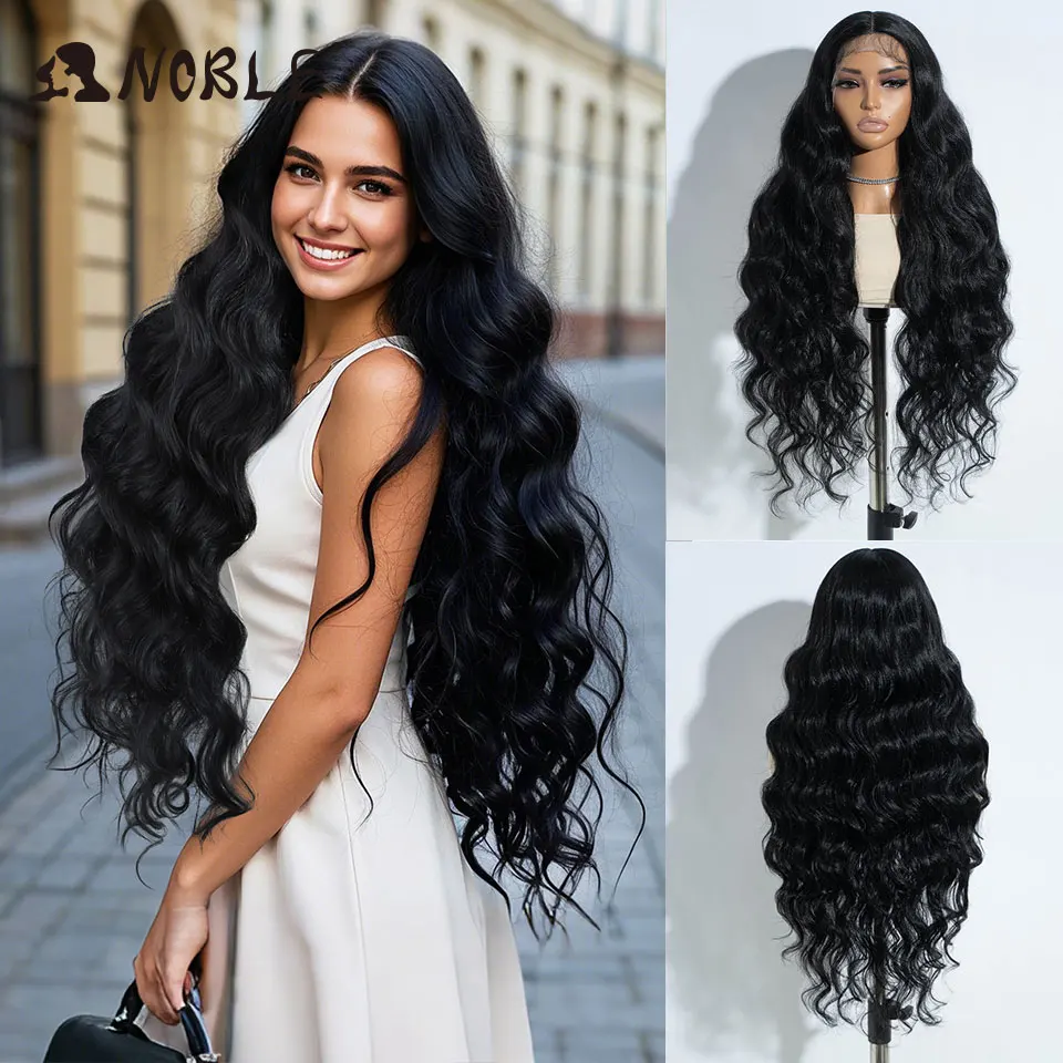 Edle synthetische Lace-Front-Perücken für Frauen, 81,3 cm, gewellt, Ombre, braun, blond, Spitze-Perücke, Highlight-Cosplay-Perücken, hitzebeständig Image
