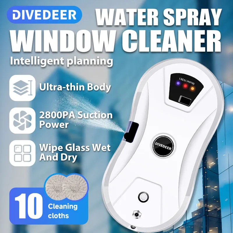 DIVEDEER Fensterreiniger Roboter Wasserspray Automatische Wasserspray-Funktion Anti-Fall-Magnetglas Home Smart Reinigungsmaschine Image