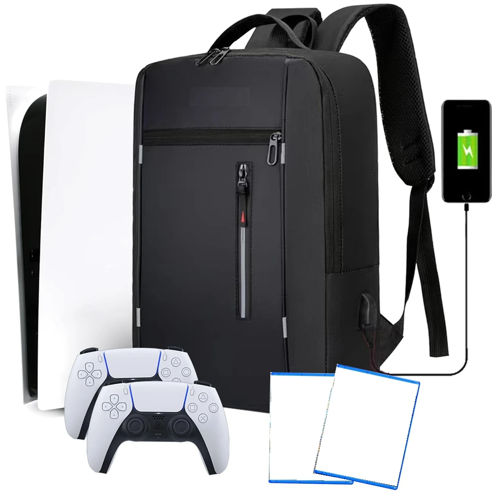 Multifunktionale Aufbewahrungstasche, Spielkonsolen-Rucksack für die PlayStation 5-Konsole, Reise-Tragetasche mit USB-Anschluss für PS5-Zubehör Image