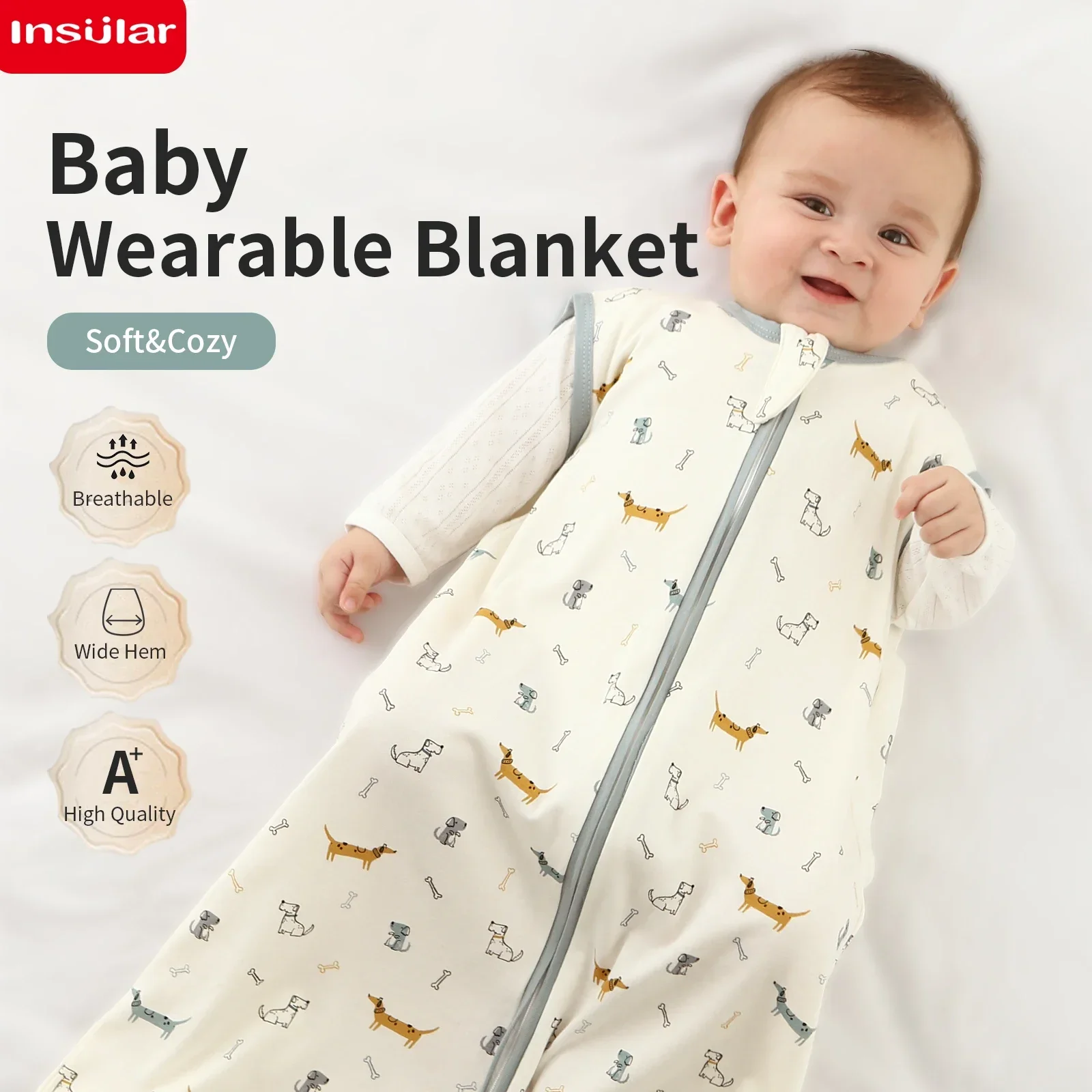 Baby Schlafsack Neugeborenen Baby Anti-schock Schlafsack Pyjamas Baby Pyjamas Licht Zipper Krabbeln Anzug Anti-kick cartoon Tier Image
