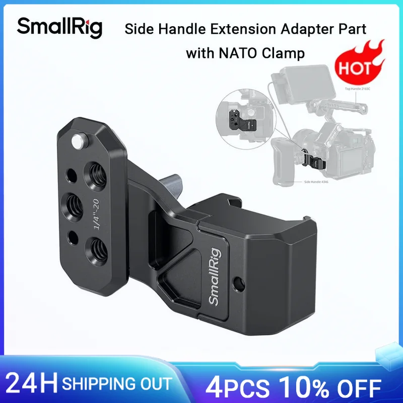 SmallRig Seitengriff-Verlängerungsadapterteil mit NATO-Klemme, Tragfähigkeit von 10 kg, für Seitengriff-Adapter mit NATO-Klemme -4458 Image