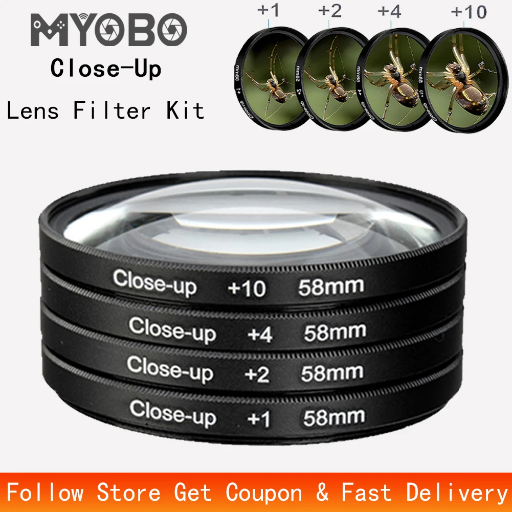 MYOBO Makro-Close-Up-Objektivfilter +1 +2 +4 +10 Filterset – 37 40,5 43 46 49 52 55 58 62 67 72 77 82 mm für DSLR-Spiegelreflexkamerafilter Image