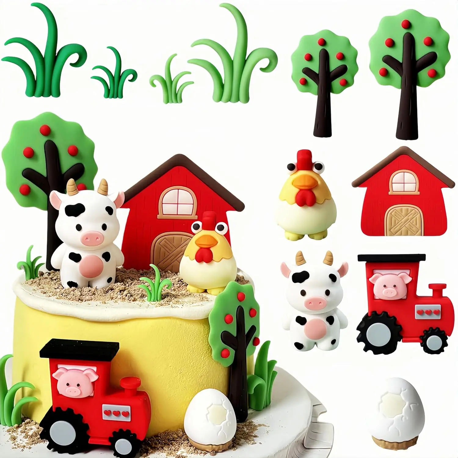 Bauernhof Tier Kuchen Topper Bauernhof Kuh Kuchen Topper Cartoon Tier Kuchen Topper Bauernhof Traktor Kuchen Topper Bauernhof Tier Motto Party Image